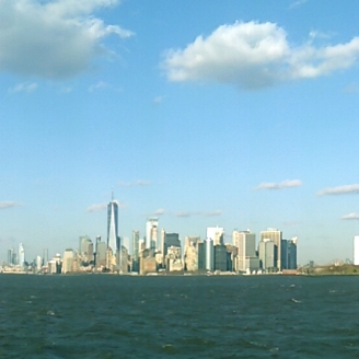 Far in the horizon - Jersey City seen on the left-hand side, Manhattan's southern tip in the center and downtown Brooklyn on the right-hand side (photo by Maddy - the gipsygeek)